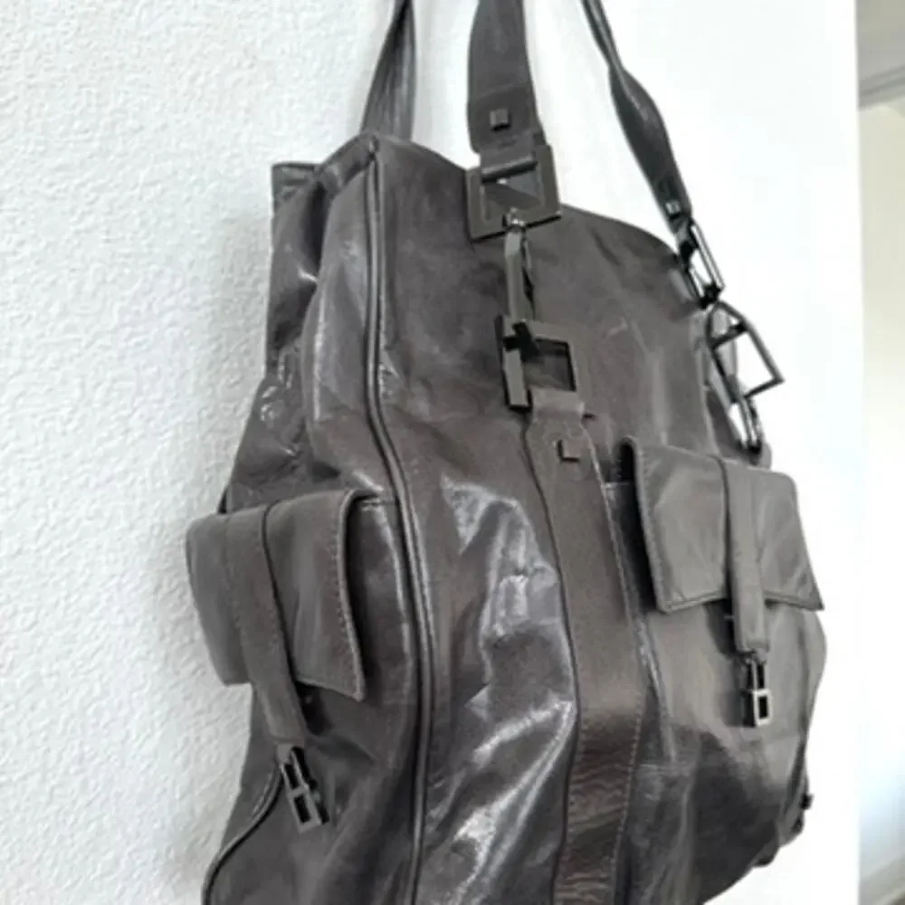 Helen Welsh Genuine Leather Shoulder‎ Bag - Pewter - Modern Classic Large Tote